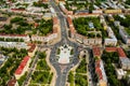 Top view of Victory square in Minsk.Bird`s-eye view of the city of Minsk and victory square.Belarus