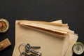 Top view of vintage paper, keys Royalty Free Stock Photo