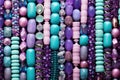 Top view of violet beads as background Royalty Free Stock Photo