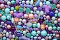 Top view of violet beads as background Royalty Free Stock Photo