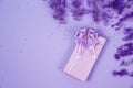 Top view violet gift box