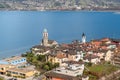 Top view of Vira Gambarogno, the town overlooks Lake Maggiore, district of Locarno, Switzerland Royalty Free Stock Photo