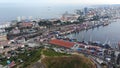 Top view. Vladivostok Commercial Sea Port. Industrial port with containers in Vladivostok. Royalty Free Stock Photo