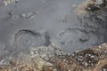 Top view of volcanic mudpot in the town of Hveragerdi in Iceland