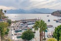 Top view walking path along pier in harbor of old town of Kaleici with ships and boats  Antalya  Turkey Royalty Free Stock Photo