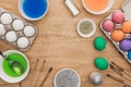 Top view of watercolor paints and Royalty Free Stock Photo