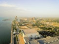 Top view of waterfront downtown Corpus Christi with marina in ba Royalty Free Stock Photo