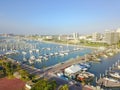 Top view waterfront downtown of Corpus Christi with marina lots Royalty Free Stock Photo