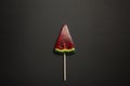 Top view of watermelon tasty lollipop