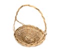 Top view weave rattan wood tray basket with handle isolated on white background. Wicker wooden basket isolated Royalty Free Stock Photo