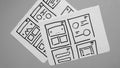 Website Design Wireframe Examples Of Web And Mobile Wireframe Sketches Printable. Royalty Free Stock Photo