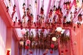 Top view of wedding decoration stage