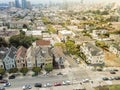 Top view Western Addition neighborhood and downtown San Francisco Royalty Free Stock Photo