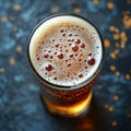 Top view of wheat beer with cloudy texture and light froth rings Royalty Free Stock Photo