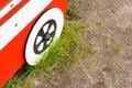 Top view of the wheel of toy car on a grassy ground Royalty Free Stock Photo