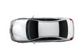 Top view of white car isolated on white background. With clipping path. Royalty Free Stock Photo