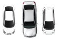 Top view of white car isolated on white background. With clipping path. Royalty Free Stock Photo