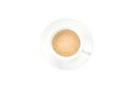 Top view, White ceramic cup of offee on isolated