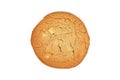 Top view of white chocolate chip cookie on white background Royalty Free Stock Photo