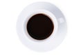 Top view White cup of black coffee isolated on white background. Royalty Free Stock Photo