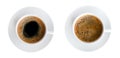 Top view of white cup of hot black coffee isolated on white background with clipping path Royalty Free Stock Photo