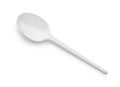 Top view of white disposable plastic spoon