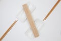 Top View Of White Empty Sushi Plates With Bamboo Chopsticks and Mats Royalty Free Stock Photo