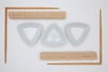 Top View Of White Empty Sushi Plates With Bamboo Chopsticks and Mats Royalty Free Stock Photo