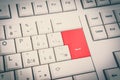 Top view of white keyboard with red Enter button - retro style Royalty Free Stock Photo