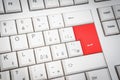 Top view of white keyboard with red Enter button Royalty Free Stock Photo