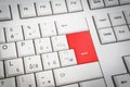 Top view of white keyboard with red Enter button Royalty Free Stock Photo