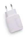 Top view of white plastic electric wall charger plug Royalty Free Stock Photo