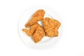 Top View of A white Plate of Crispy Fried Chicken