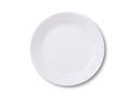 White round ceramic plate or glazed tile dish isolated on white background