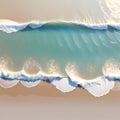 top view, white sand beach, thin waves isolated transparent, vector style.