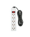 Top view white surge protector electric outlet isolated on white background with clipping path Royalty Free Stock Photo