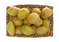 Baby potatoes in a small wicker basket Royalty Free Stock Photo