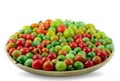Top view Wild Tomato or Love Apple on wood dish at white background