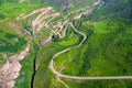 Top view of the winding mountain serpentine road near the sights of Armenia gorge Royalty Free Stock Photo