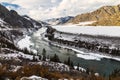 Top view of the winter river Katun, Altai Republic Royalty Free Stock Photo