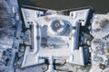 Top view of the Wisloujscie fortress in compass shape at snowy winter, Gdansk. Poland