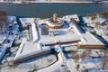 Top view of the Wisloujscie fortress at snowy winter, Gdansk. Poland