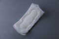 Top view of women sanitary pad isolated on grey background