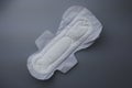 Top view of women sanitary pad isolated on grey background