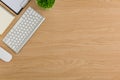 Top view Wood office desk table. Flat lay Workspace Royalty Free Stock Photo