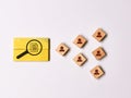 Top view wooden blocks with icons. Customer insight marketing concept.