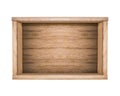 Top view of wooden box isolated on white background. Blank template of opened wooden box.  Clipping path Royalty Free Stock Photo