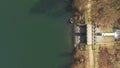 Top view of a wooden bridge at the Eutersee. Royalty Free Stock Photo