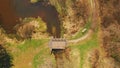 Top view of a wooden bridge at the Eutersee Royalty Free Stock Photo