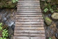 Top view wooden bridge over river Royalty Free Stock Photo